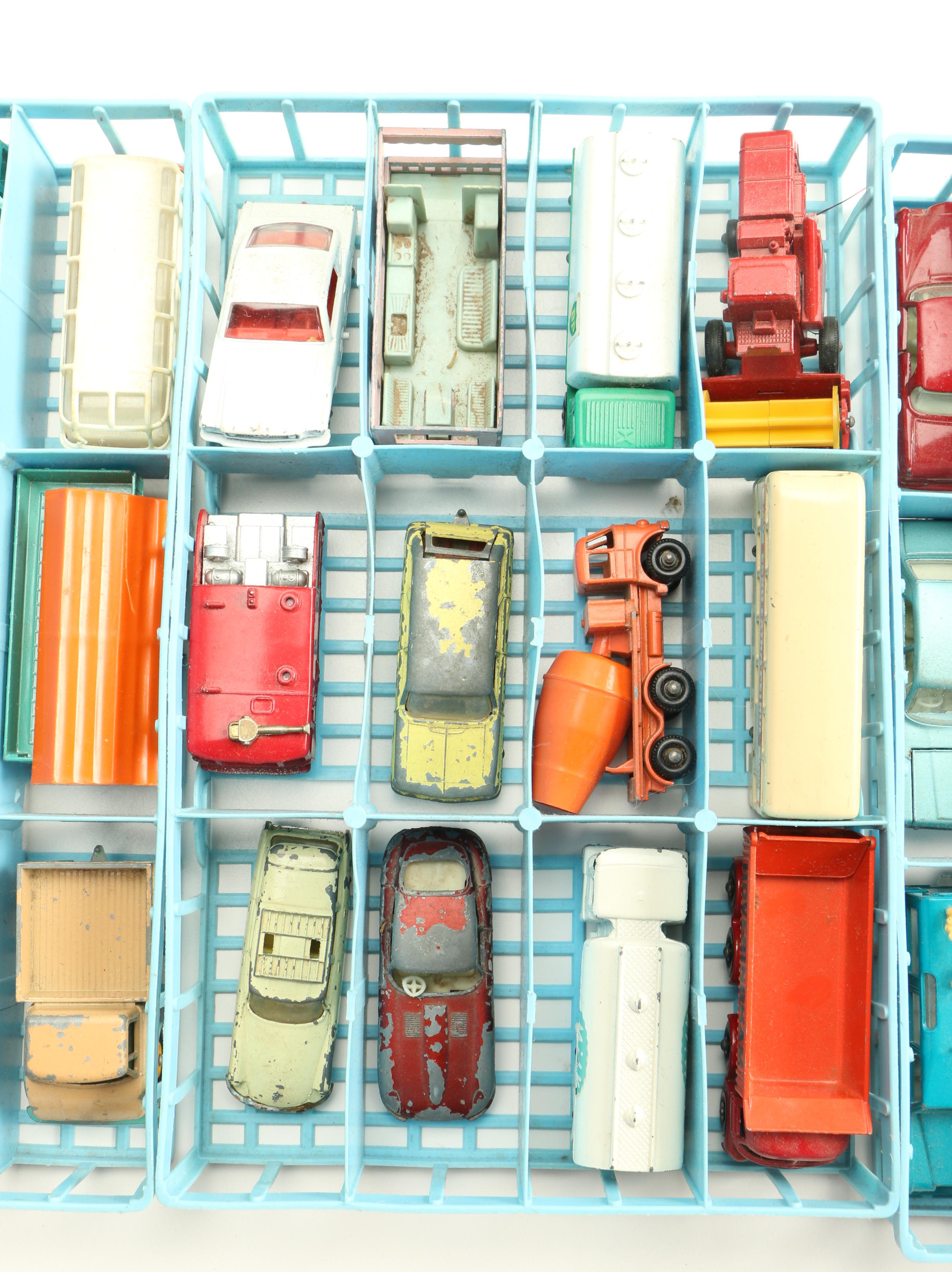 1968 Lesney Matchbox Car Collector Case with Assorted Die-Cast Cars