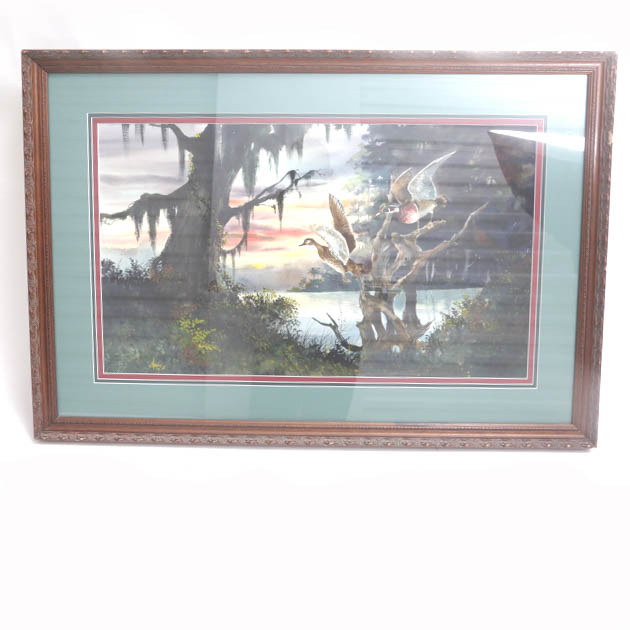 Giclee Print After Haynes Painting "Sunset Woodies"