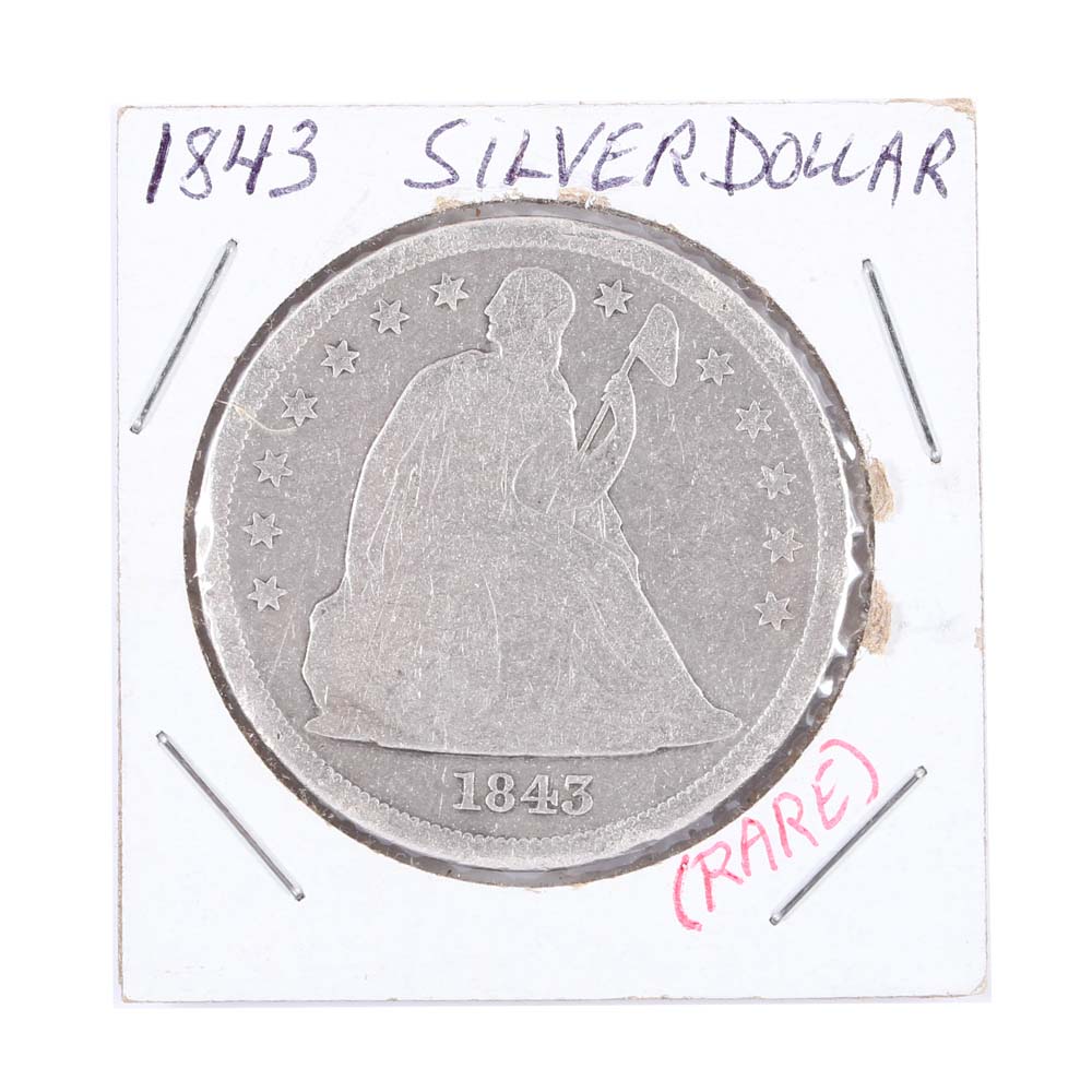 1843 Seated Liberty Silver Dollar