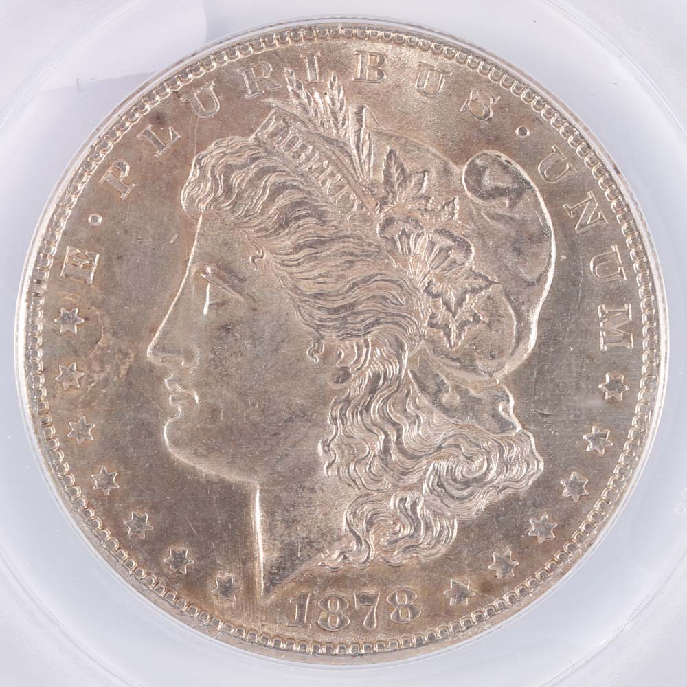 MS 62 Graded (by ANACS) 1878-S Morgan Silver Dollar