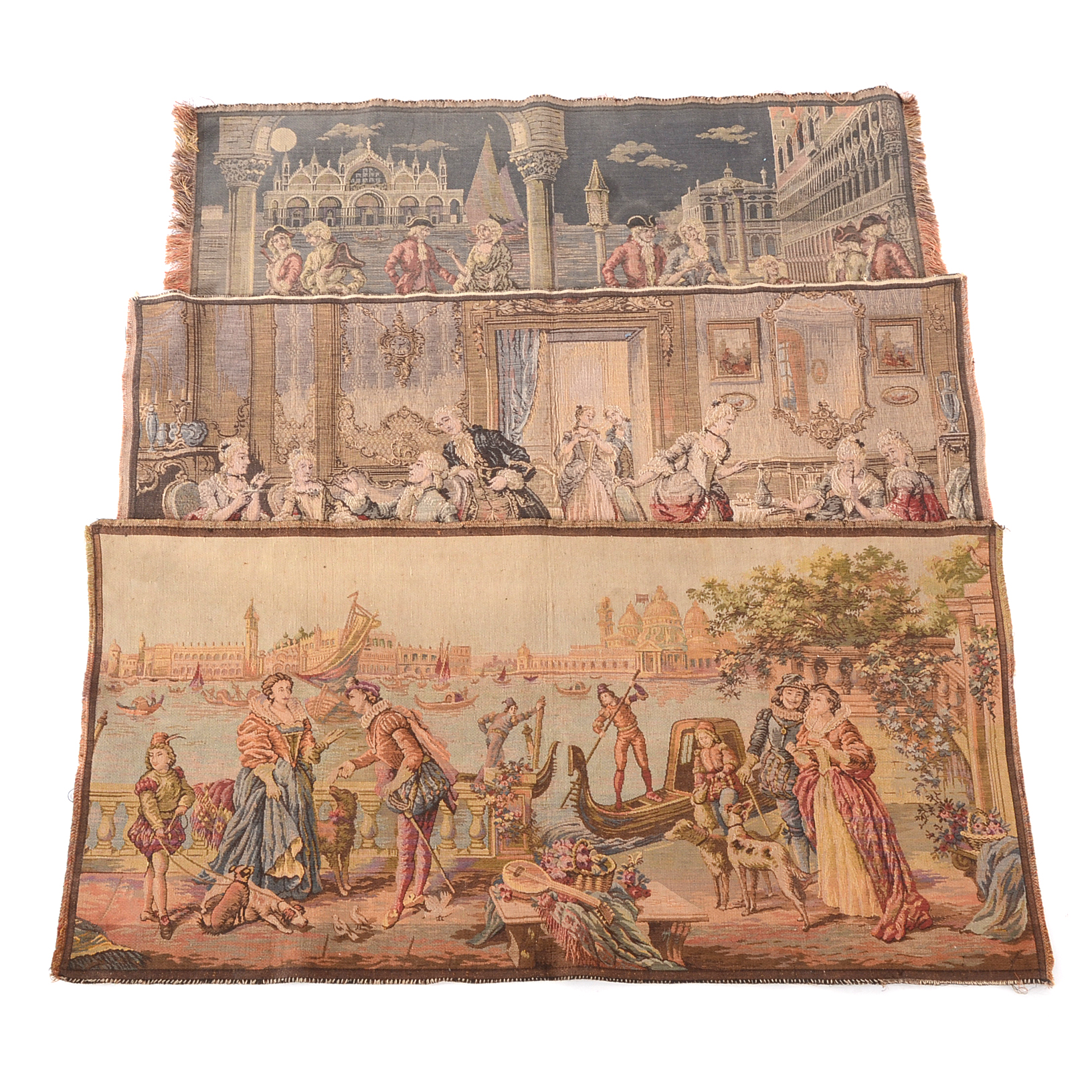 Vintage Venitian Style Machine Woven Tapestry Panels