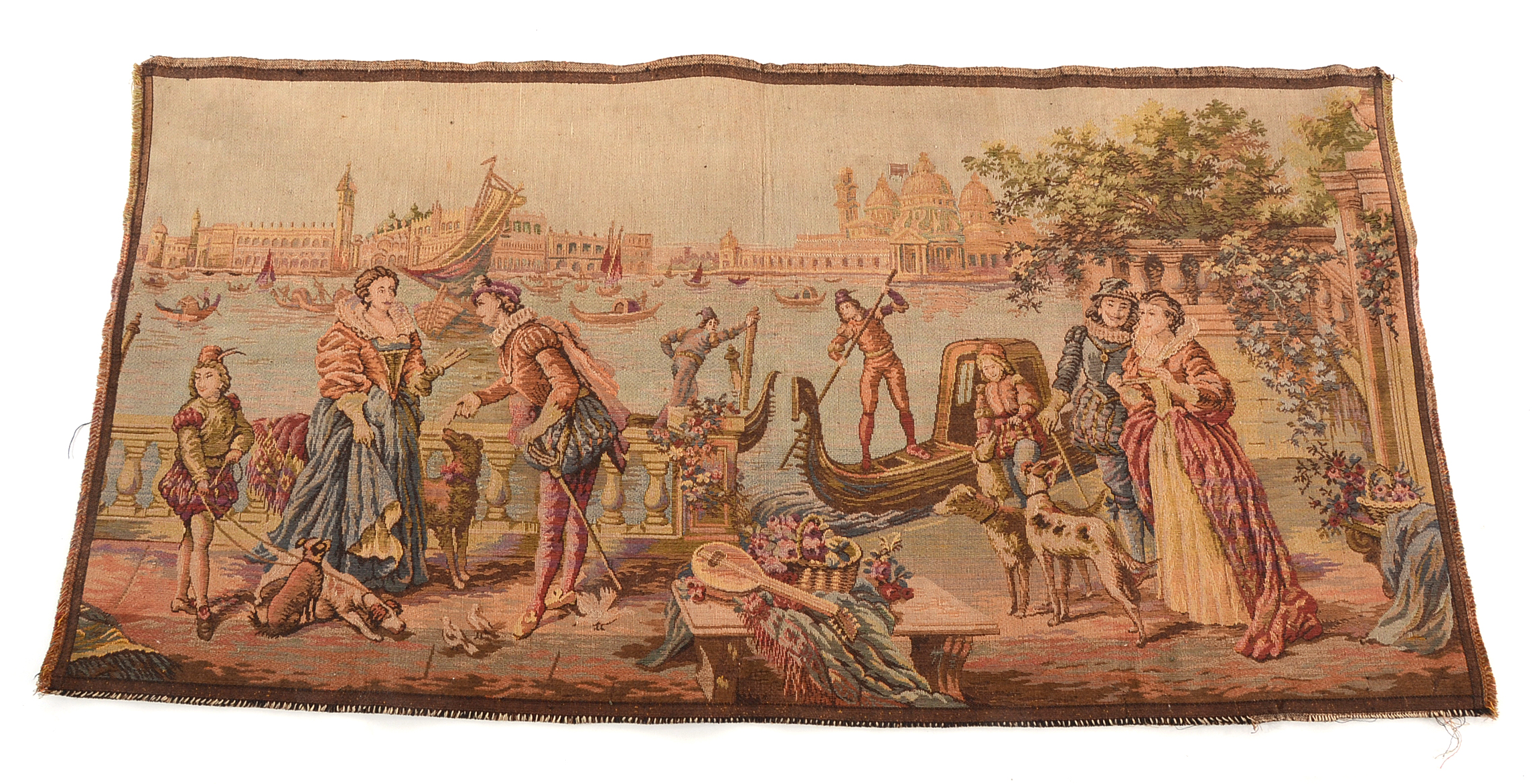 Vintage Venitian Style Machine Woven Tapestry Panels