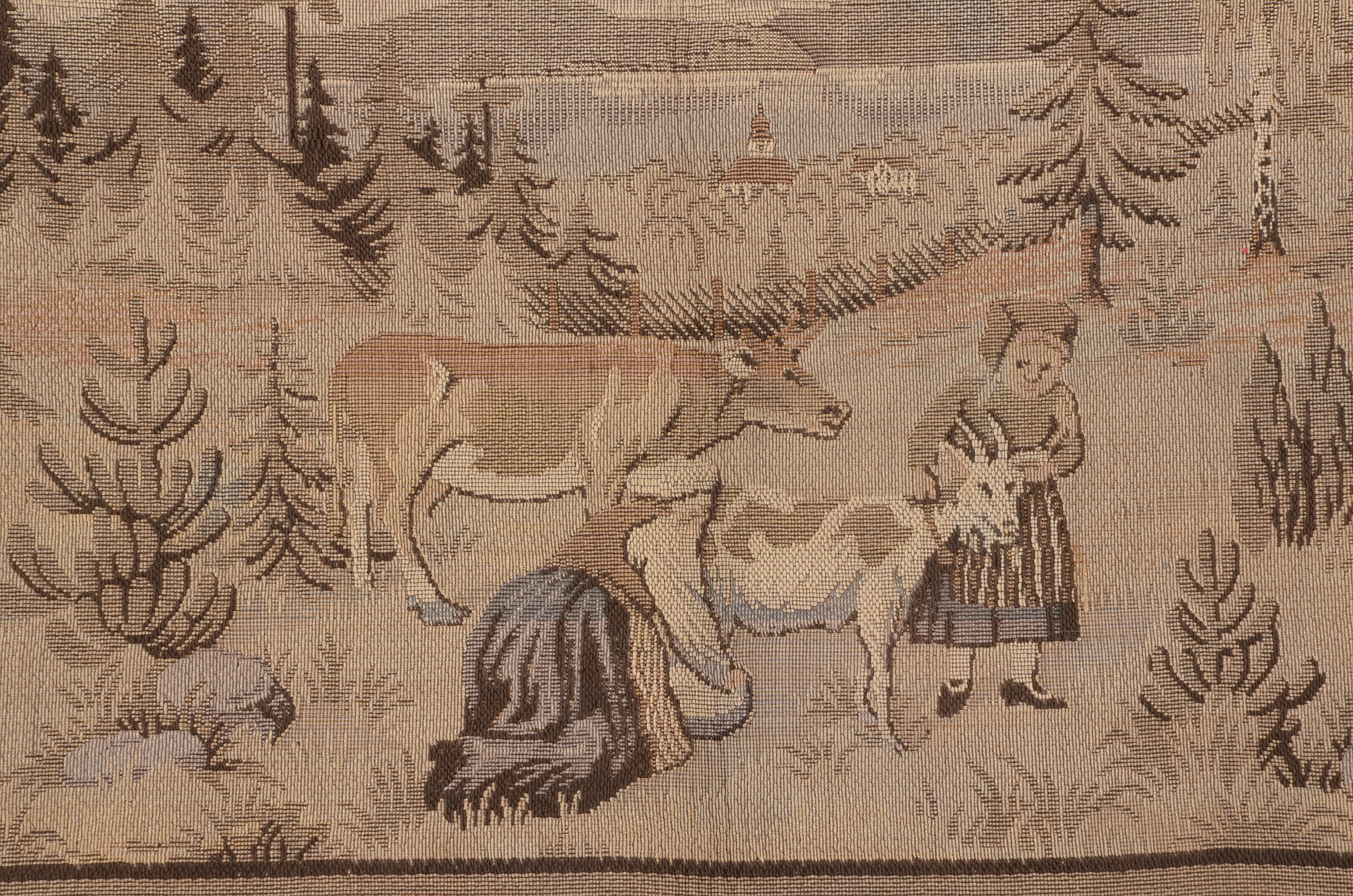 Vintage Rural Genre Scene Machine Woven Tapestry Panel
