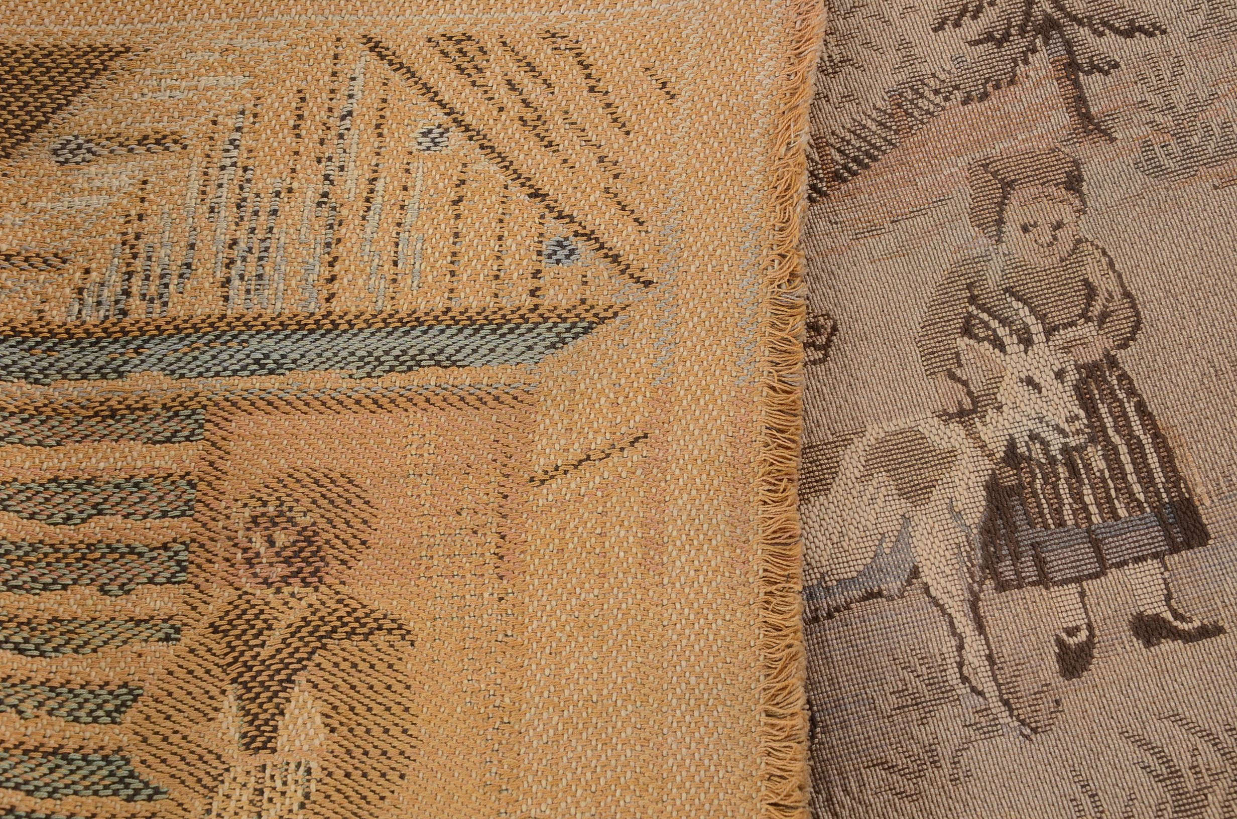 Vintage Rural Genre Scene Machine Woven Tapestry Panel