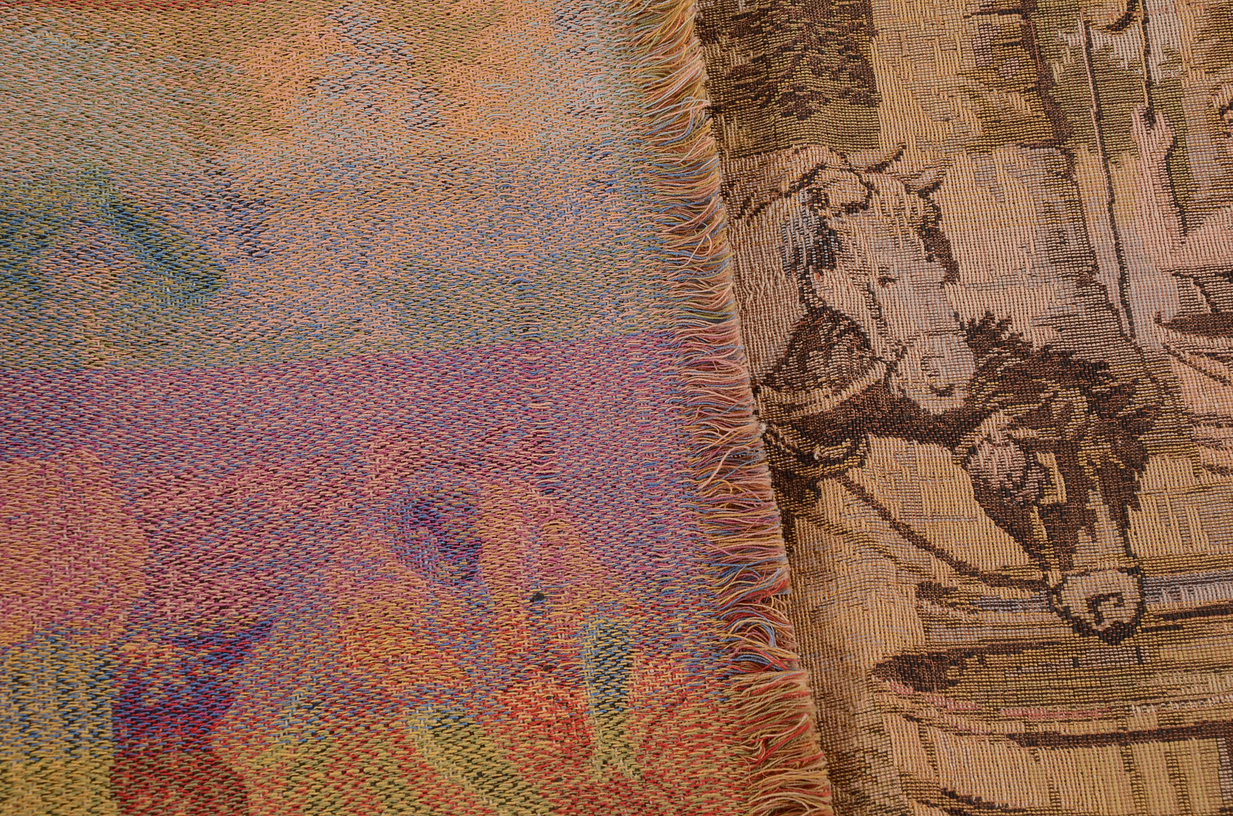 Vintage Rural Genre Scene Machine Woven Tapestry Panel