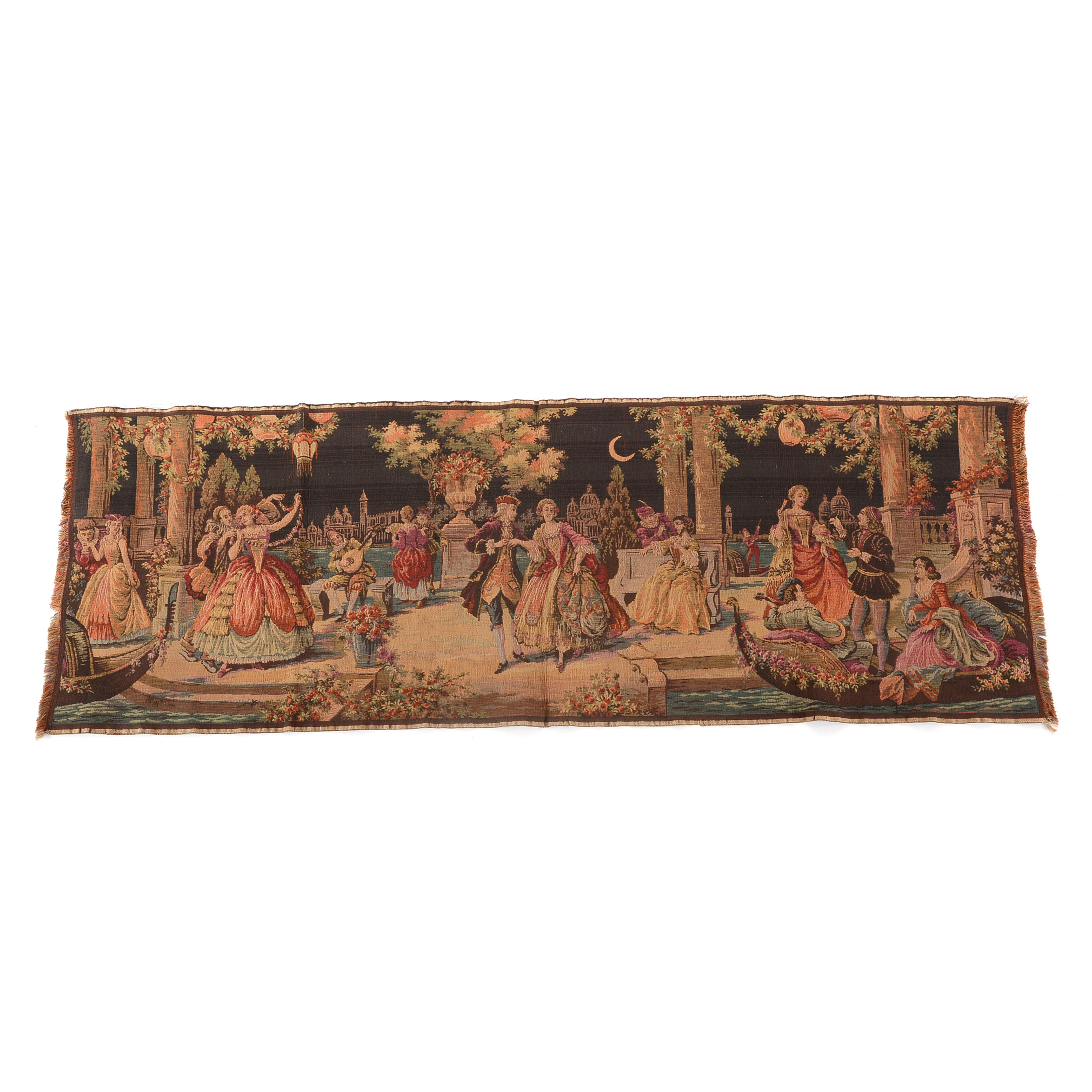 Belgian Romantic Garden Scene Machine Woven Tapestry Panel