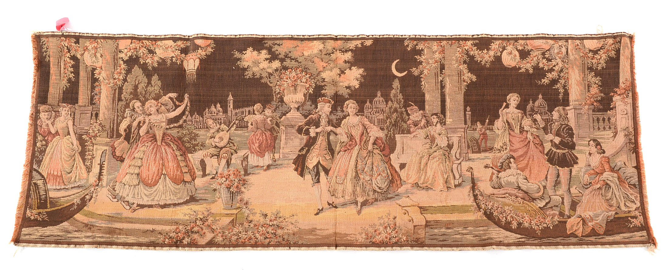 Three Romantic Garden Scene Machine Woven Tapestry Panels