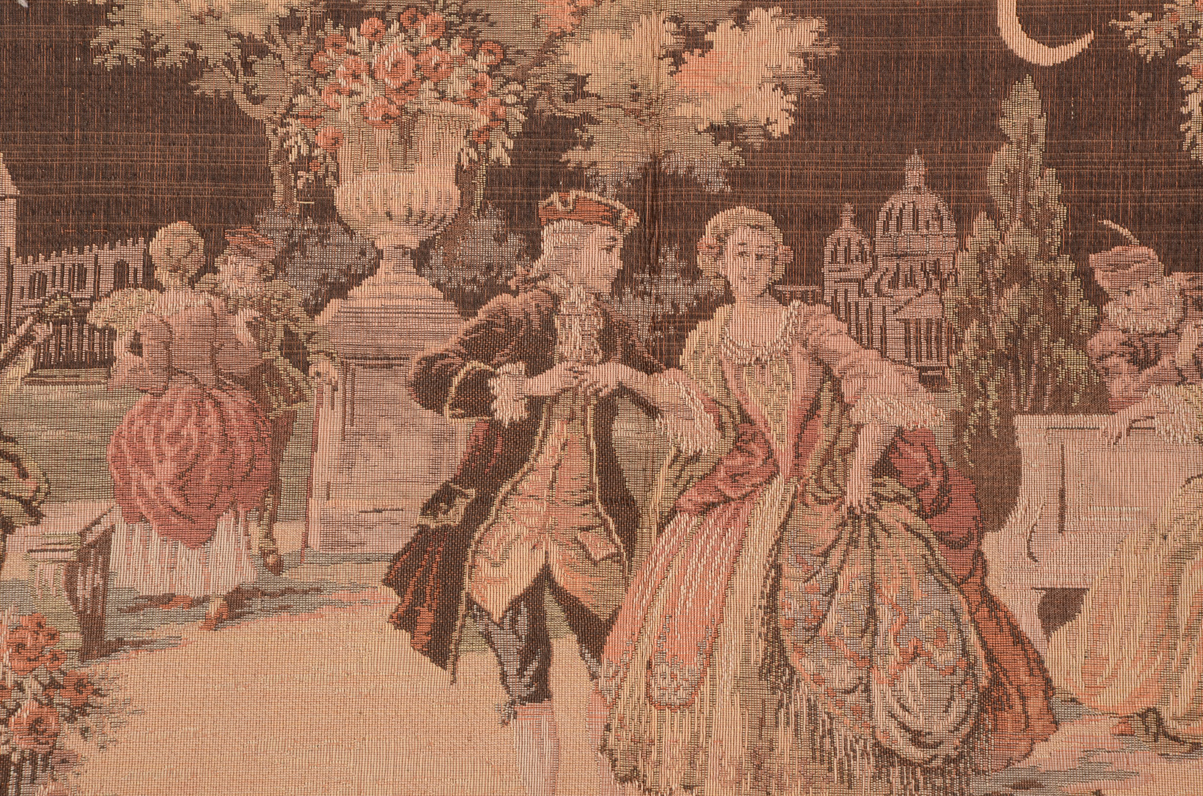 Three Romantic Garden Scene Machine Woven Tapestry Panels