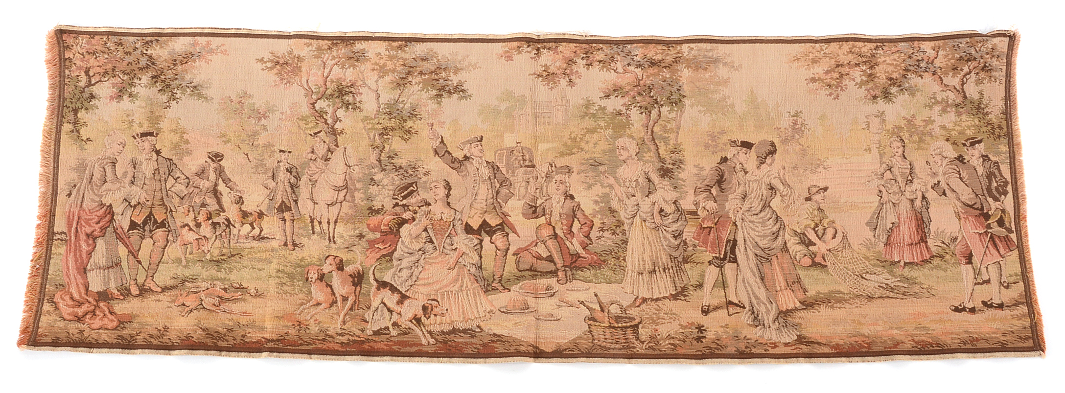 Three Romantic Garden Scene Machine Woven Tapestry Panels