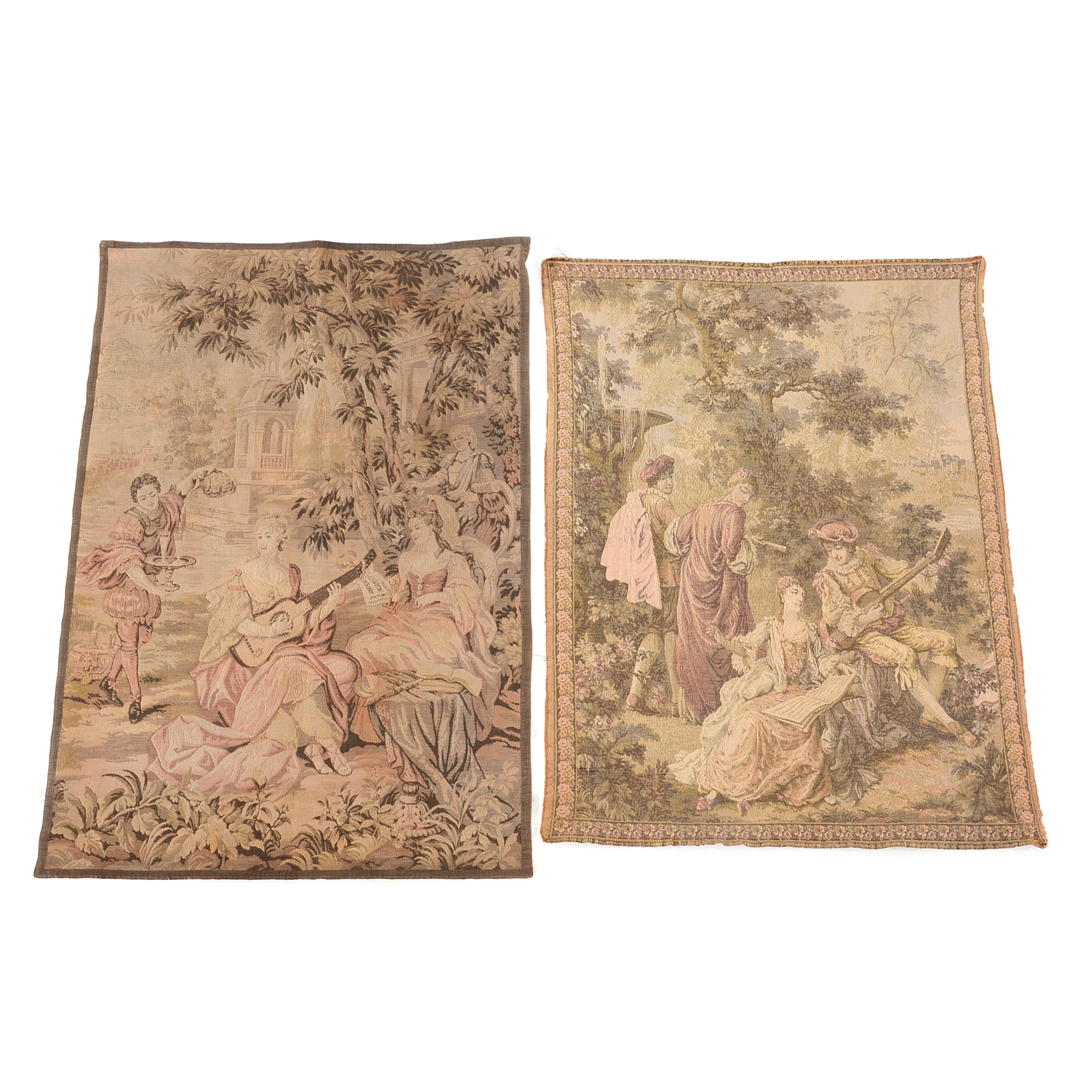 Romantic Garden Scene Machine Woven Tapestry Panels