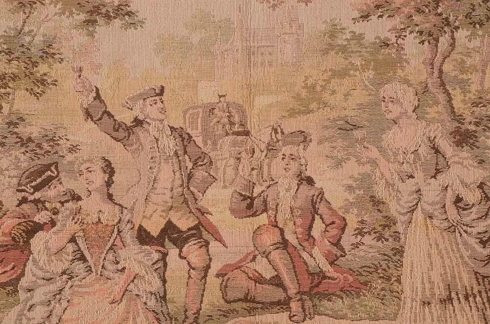 Three Romantic Garden Scene Machine Woven Tapestry Panels