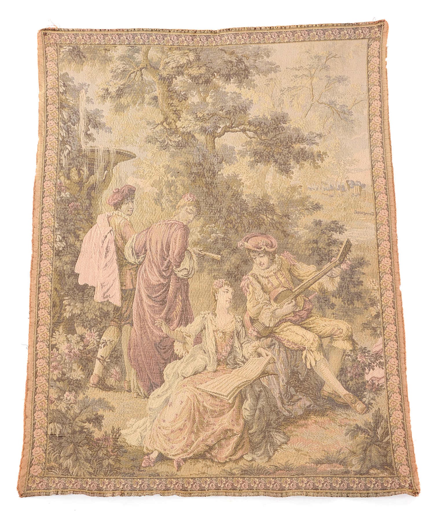 Romantic Garden Scene Machine Woven Tapestry Panels
