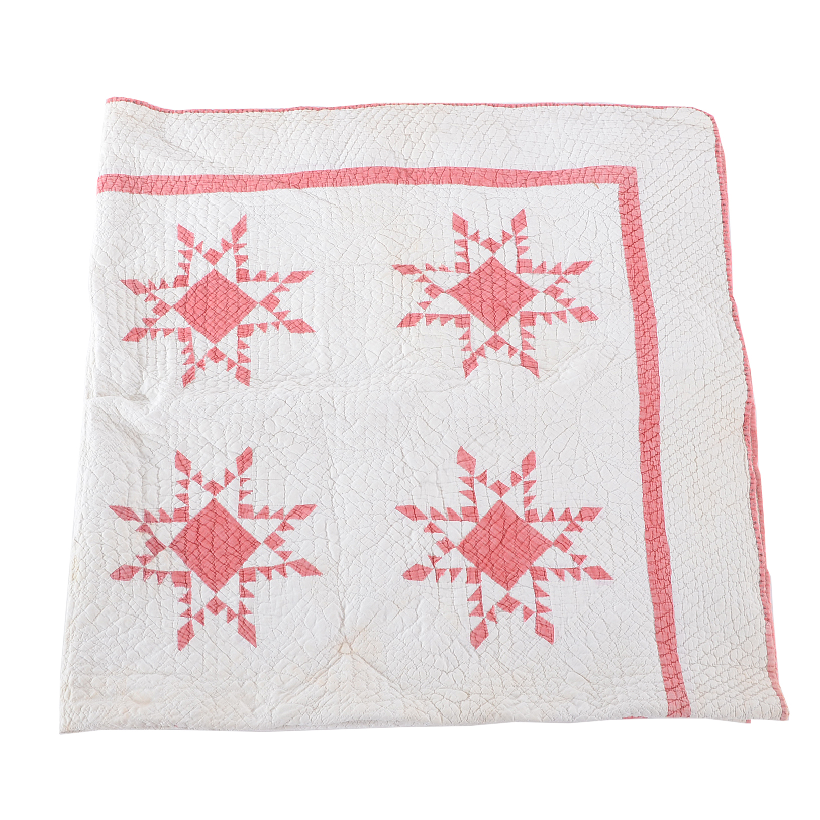 Vintage Hand-Crafted "Feathered Star" Pattern Quilt