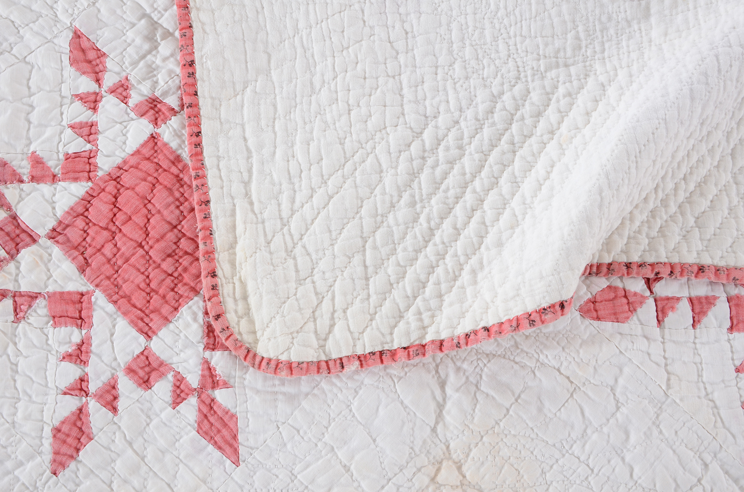 Vintage Hand-Crafted "Feathered Star" Pattern Quilt