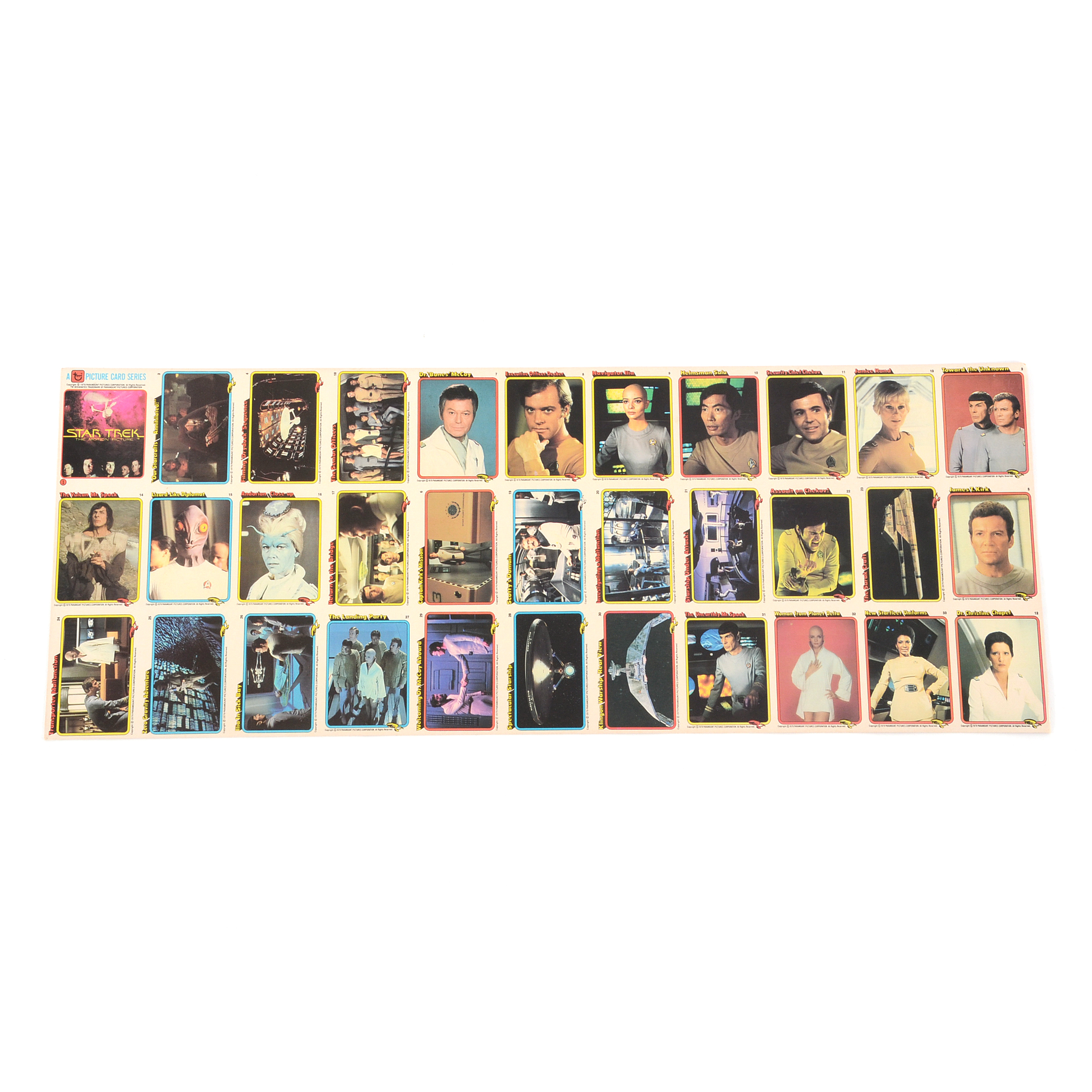 Uncut 1979 “Star Trek The Motion Picture” Trading Card Sheet