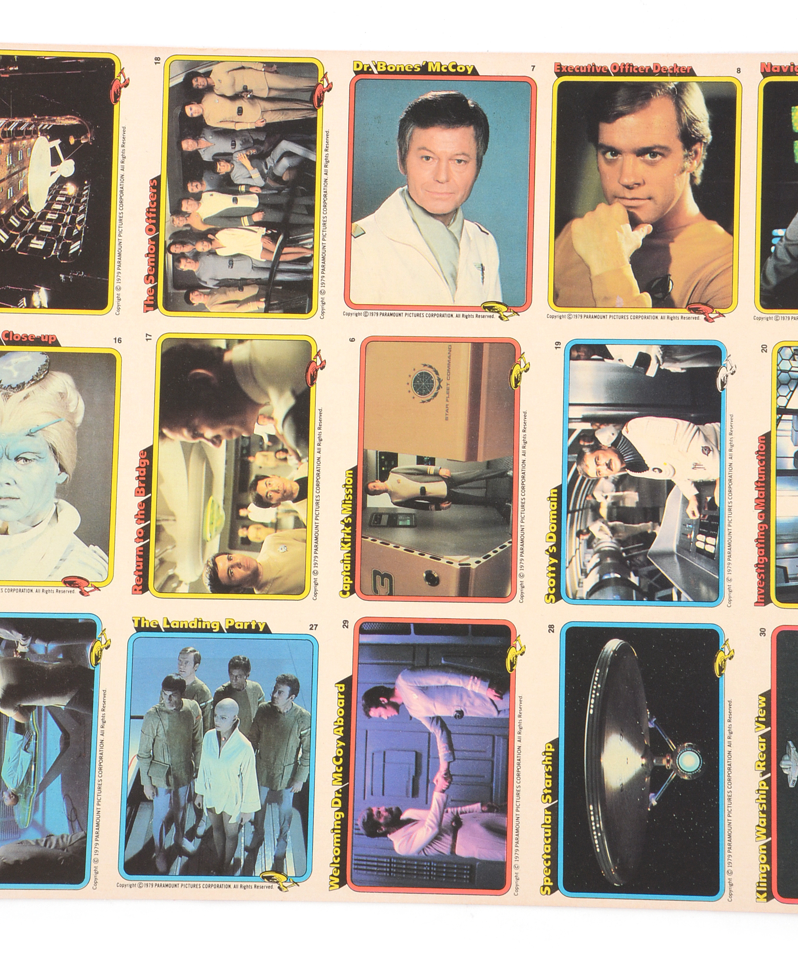 Uncut 1979 “Star Trek The Motion Picture” Trading Card Sheet
