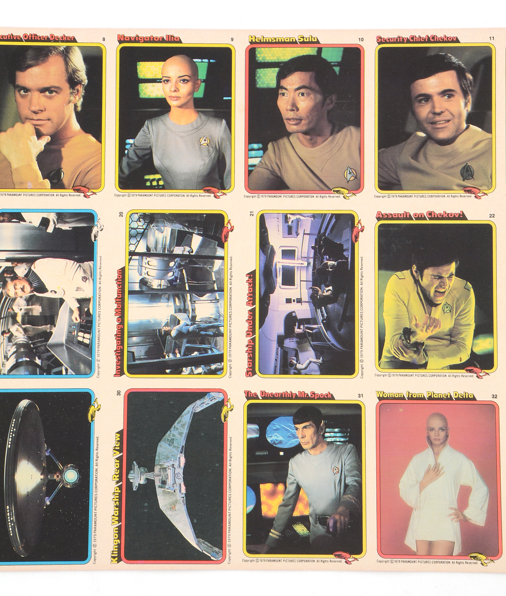Uncut 1979 “Star Trek The Motion Picture” Trading Card Sheet