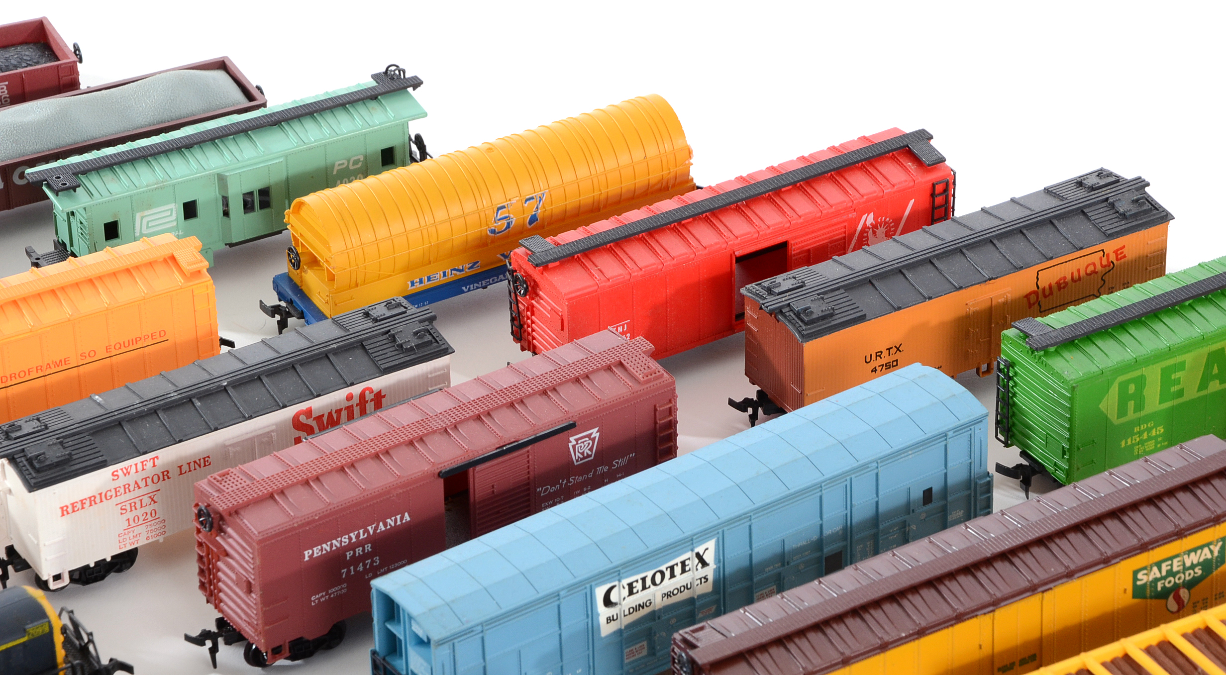 Assortment of HO Scale Diesel Locomotives  and Train Cars