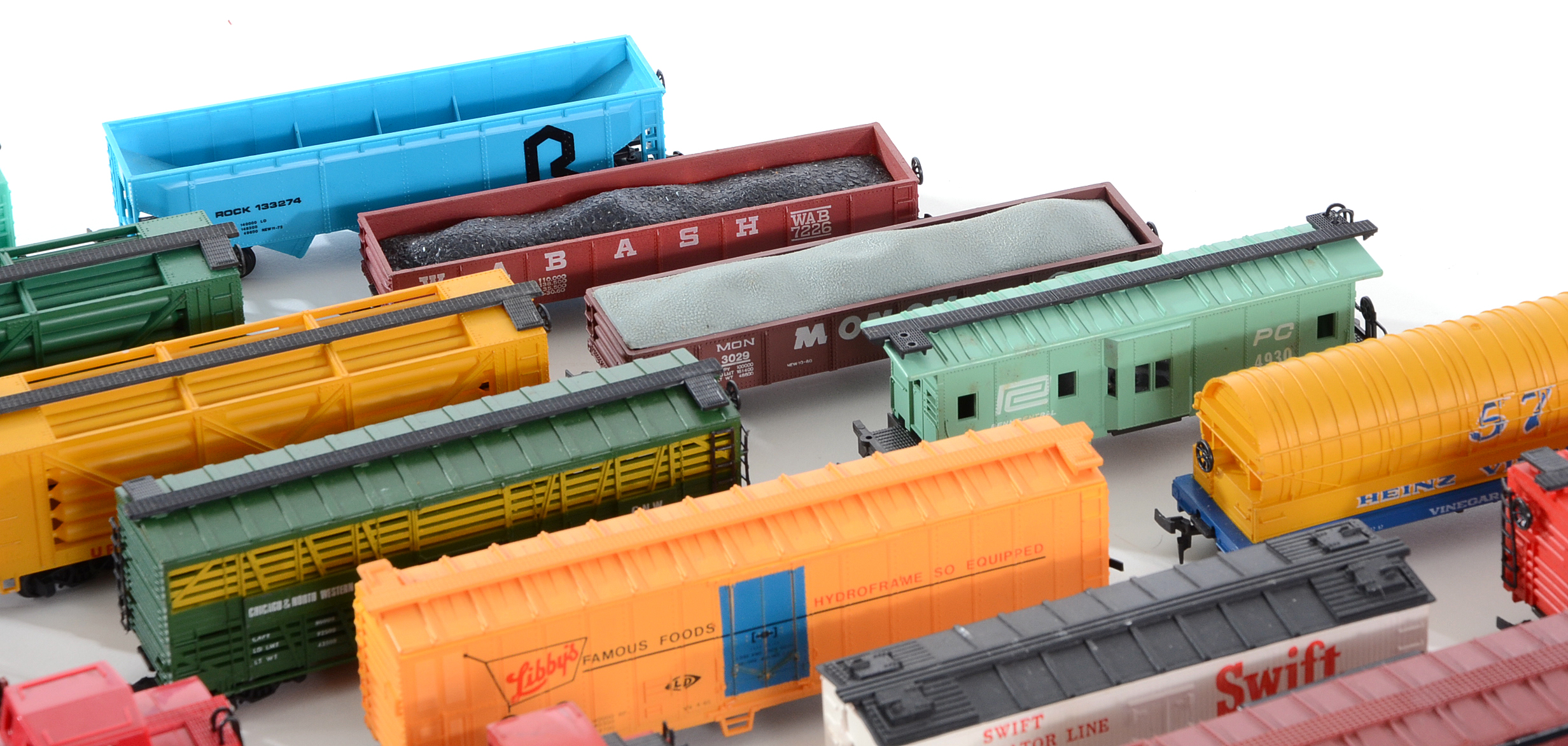 Assortment of HO Scale Diesel Locomotives  and Train Cars