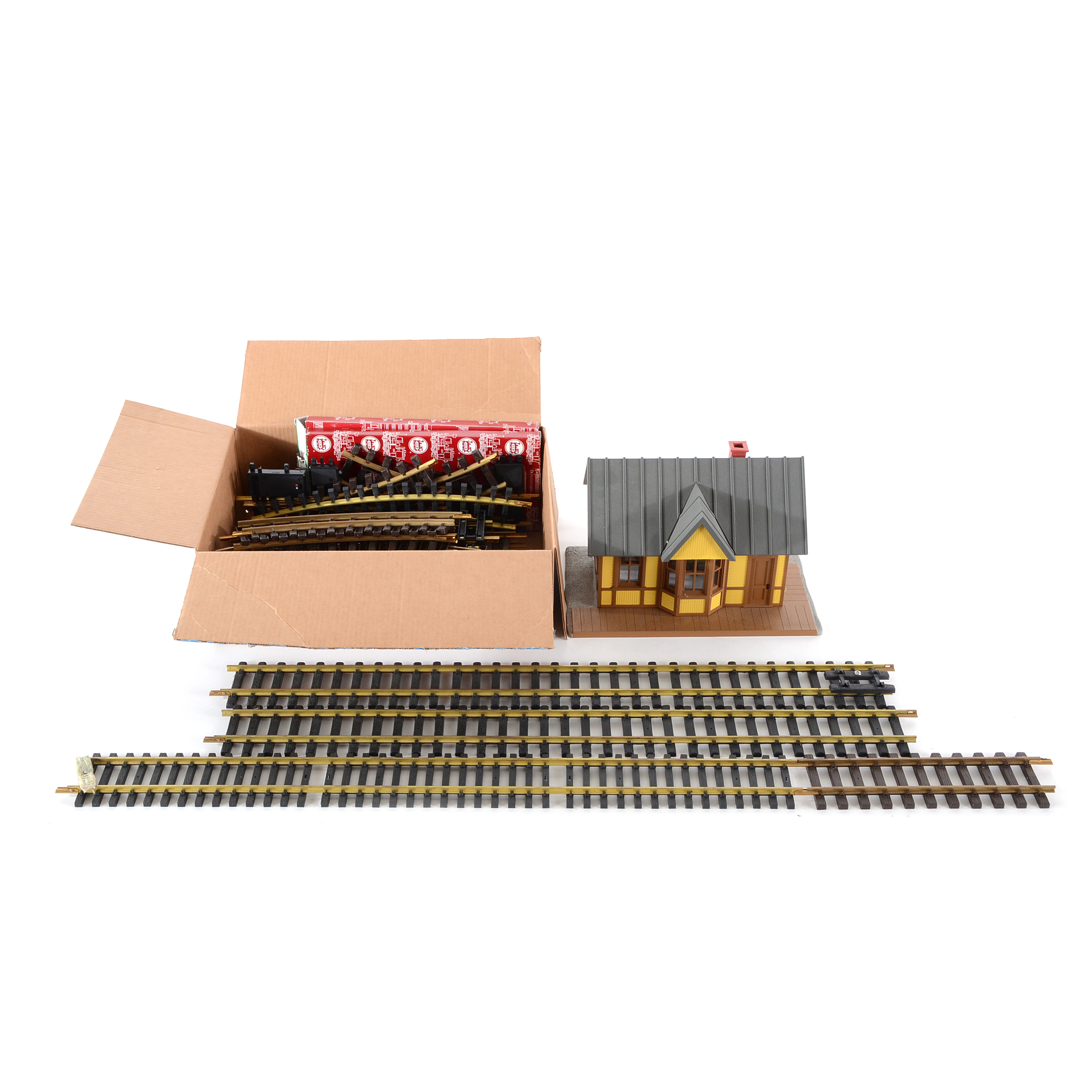 Collection of G Gauge Garden Scale Model Train Track and Depot
