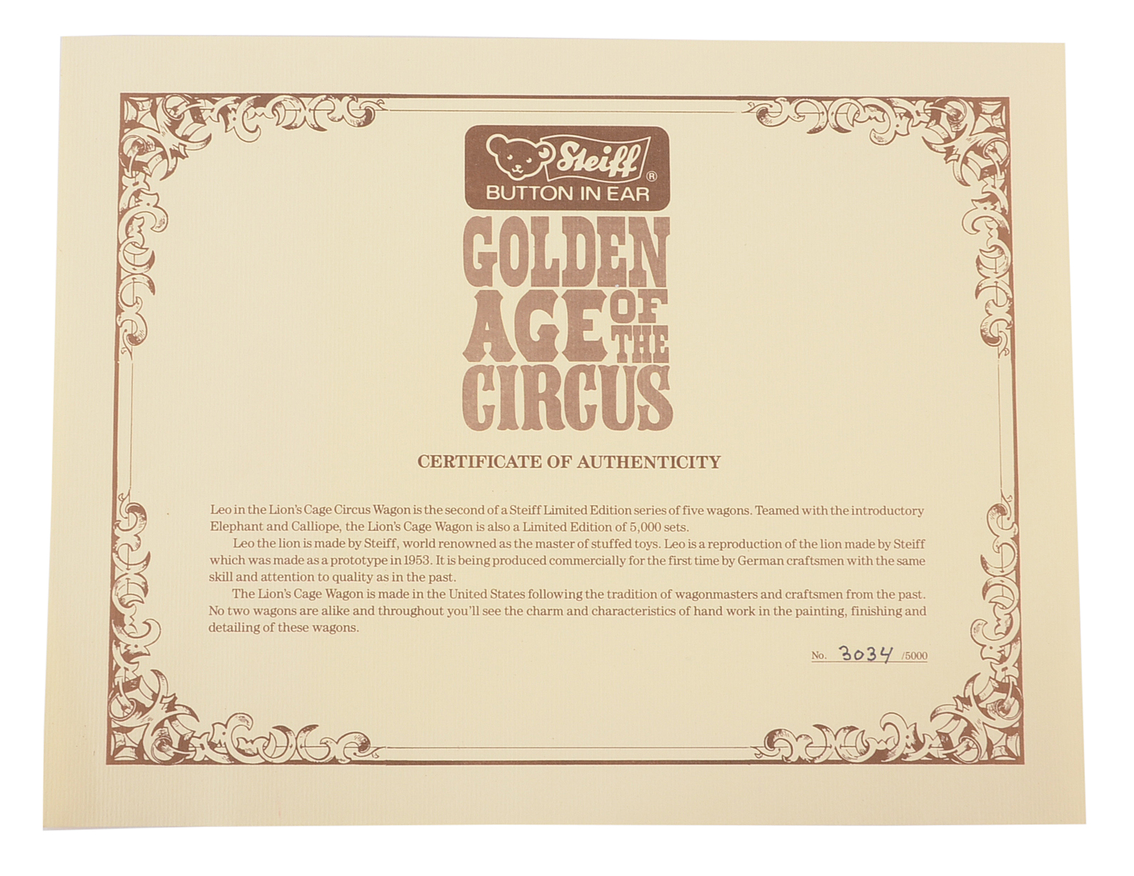 Limited Edition Steiff Complete Circus Train