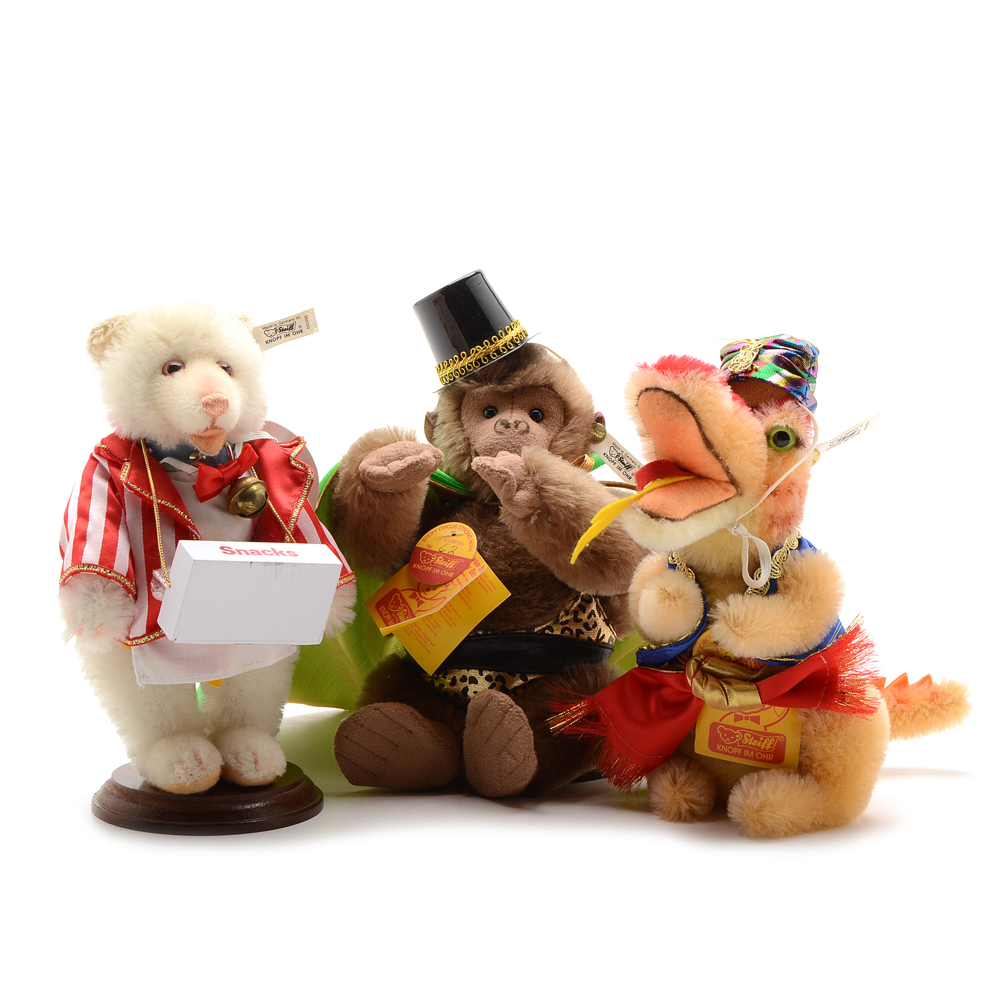 Steiff Circus Animals Lot of Three including Strong Man Gorilla