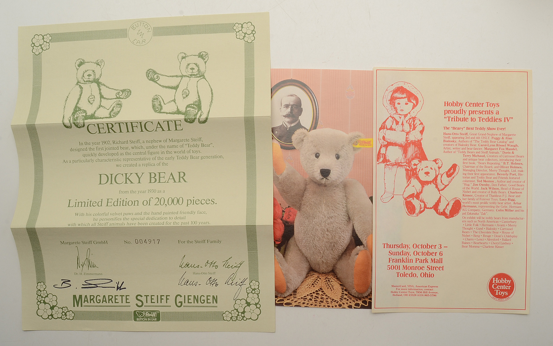 1985 Steiff Limited Edition Replica of "Dickey" Bear