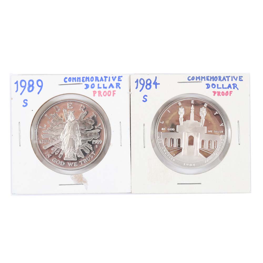 1984-S and 1989-S US Commemorative Silver Dollars