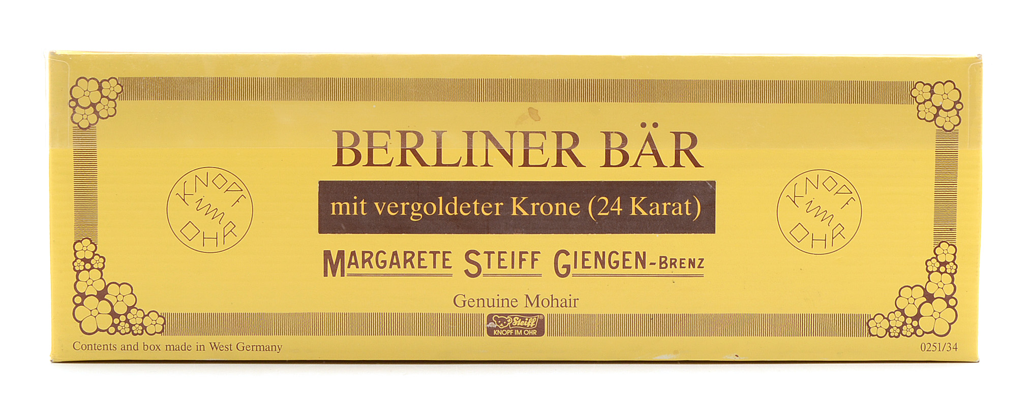 Steiff "Berlin Bear" with a 24 Carat Goldplated Crown with Pin