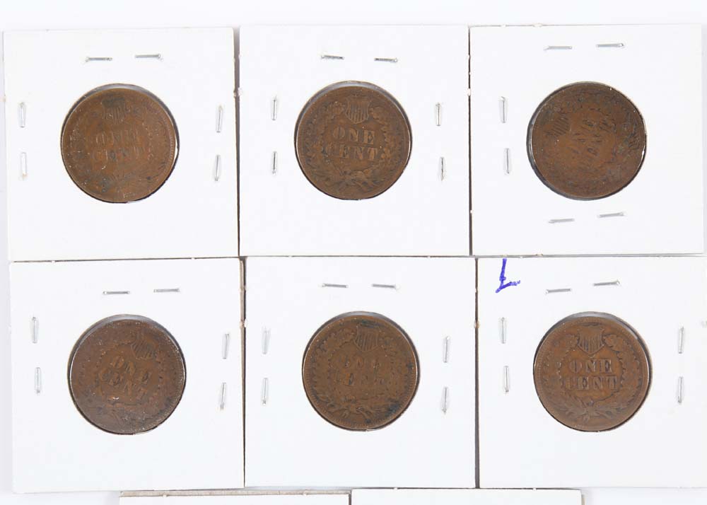 Eight 1901-1908 Indian Head Cents