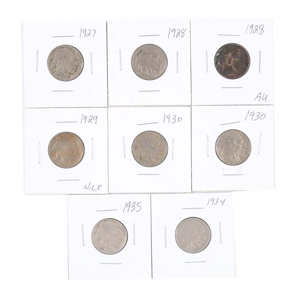 Eight 1927-1935 Buffalo Nickels