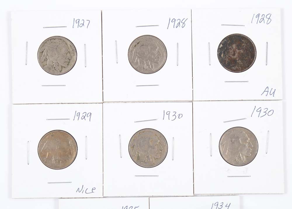 Eight 1927-1935 Buffalo Nickels