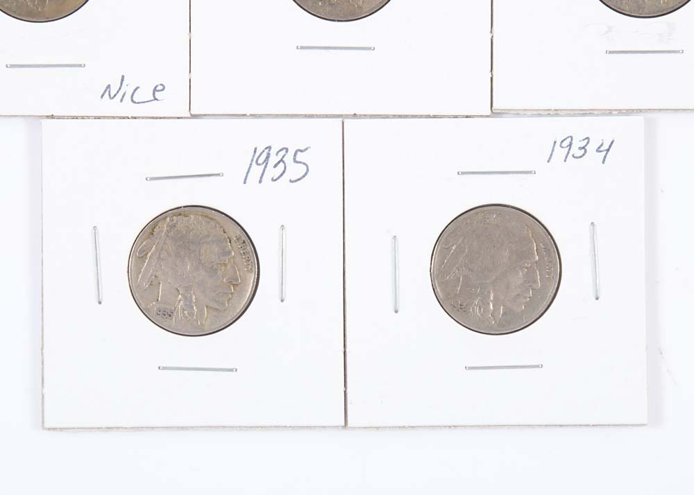Eight 1927-1935 Buffalo Nickels