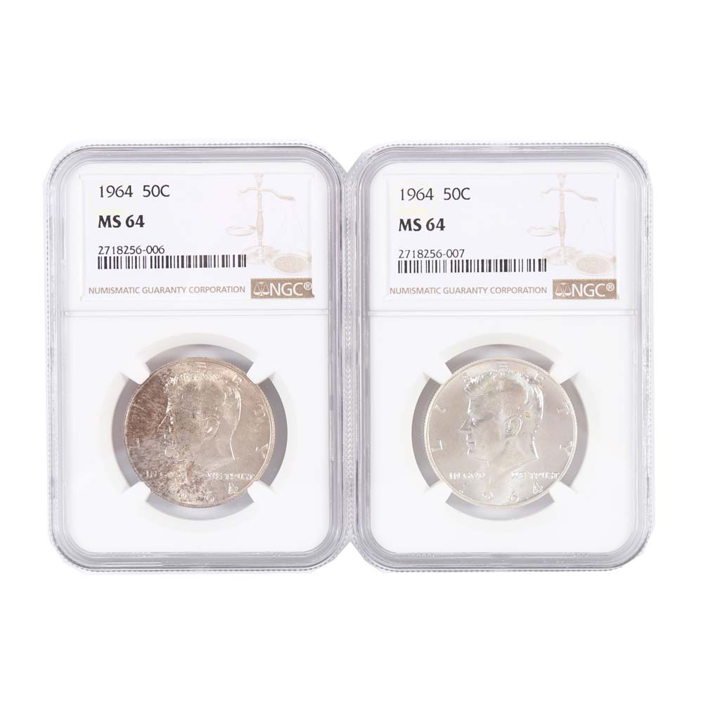 MS 64 Graded (by NGC) 1964 Kennedy Half Dollars