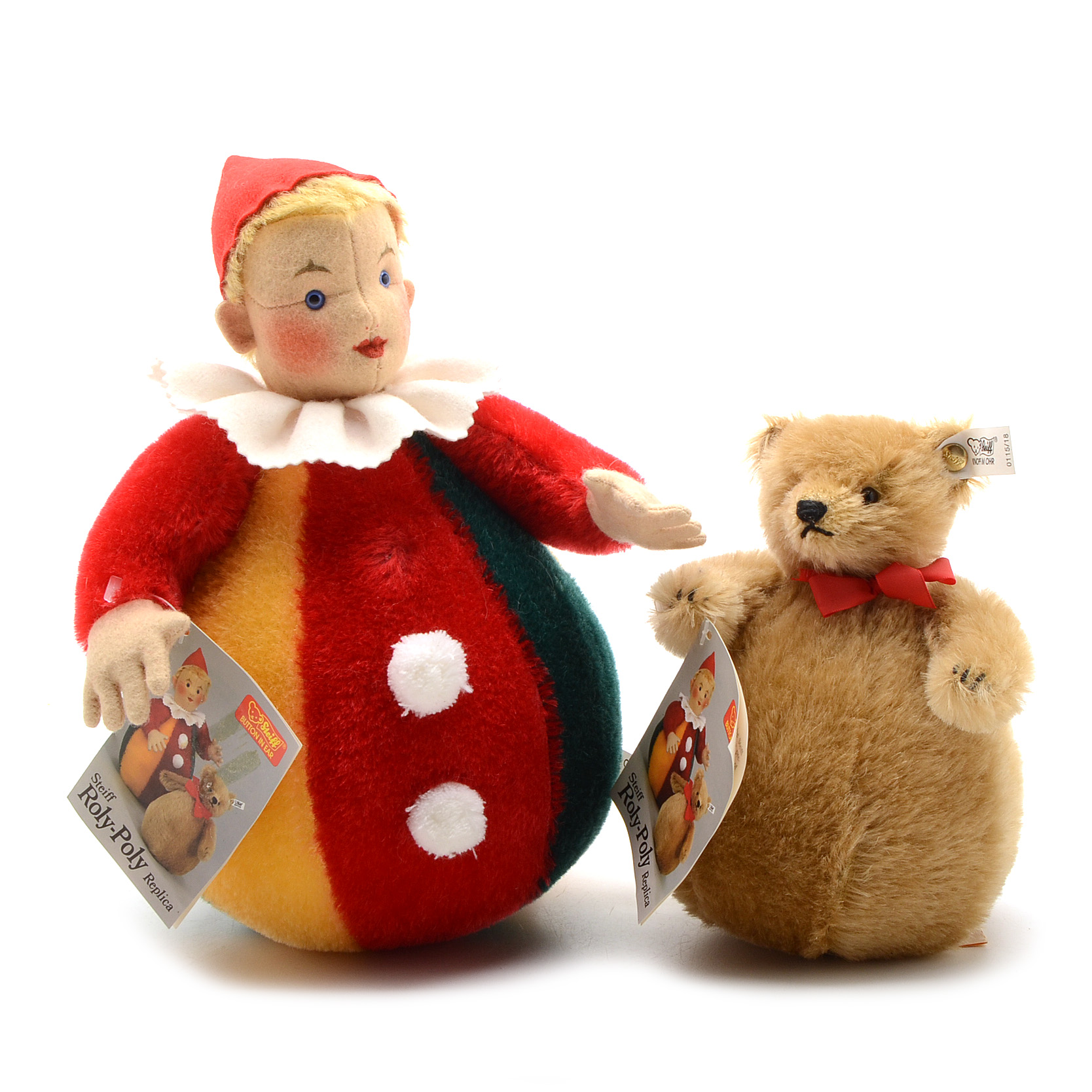 Steiff Special Edition Replica of "Roly Poly Bear and Clown Dolls