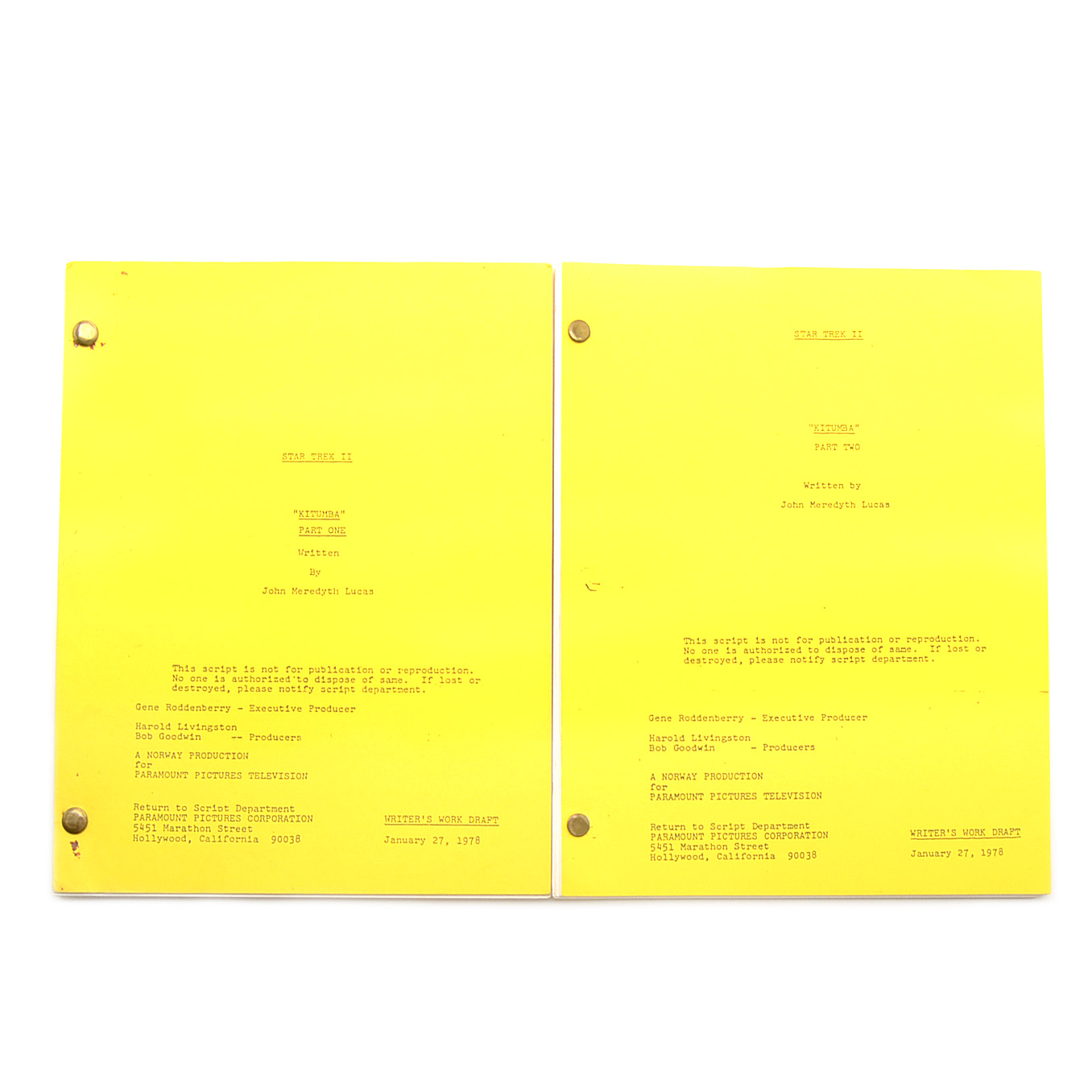 Unaired “Star Trek Phase II” Script Parts I and II