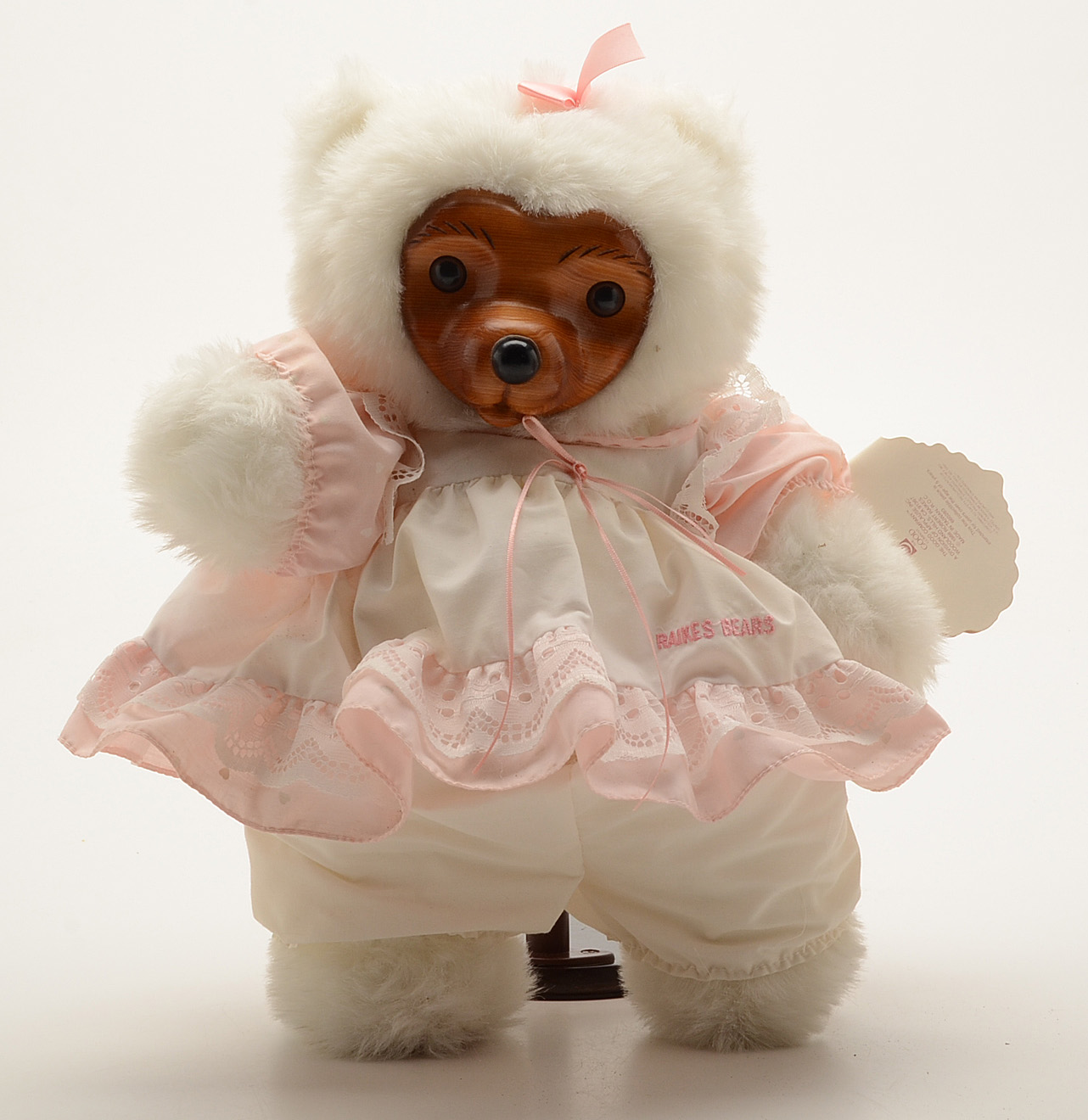 Collection of Three Robert Raikes White Plush Wooden Faced Bears