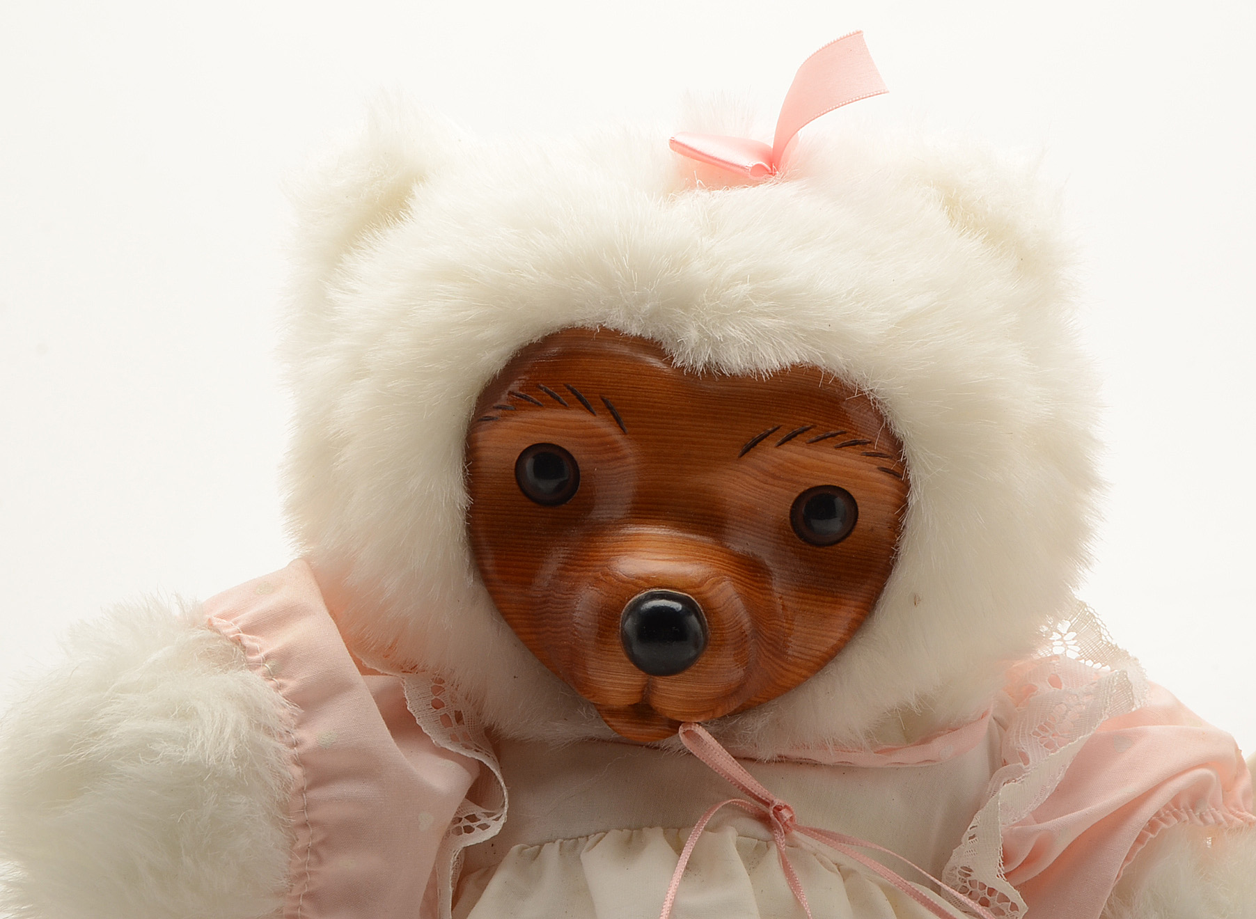 Collection of Three Robert Raikes White Plush Wooden Faced Bears