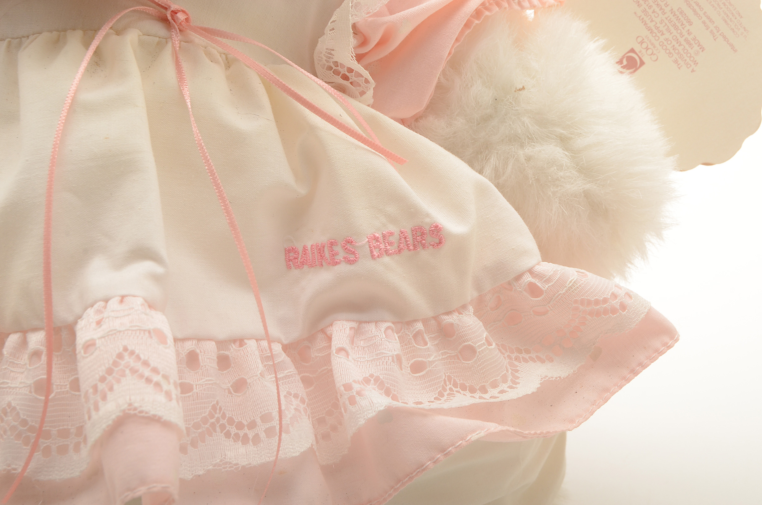 Collection of Three Robert Raikes White Plush Wooden Faced Bears