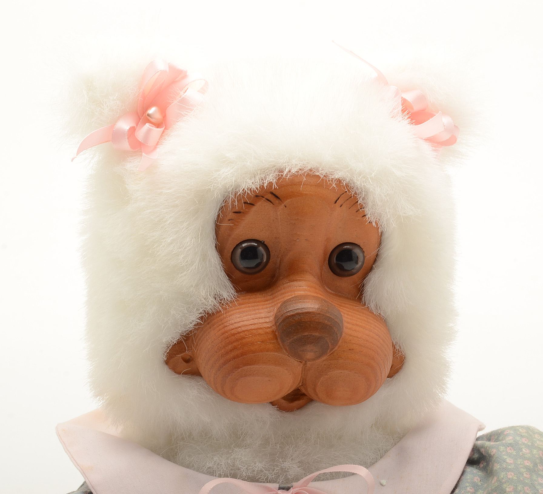 Collection of Three Robert Raikes White Plush Wooden Faced Bears