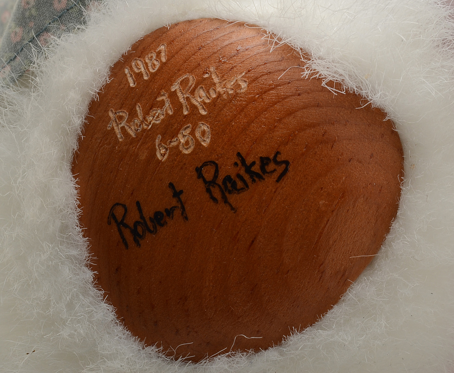 Collection of Three Robert Raikes White Plush Wooden Faced Bears