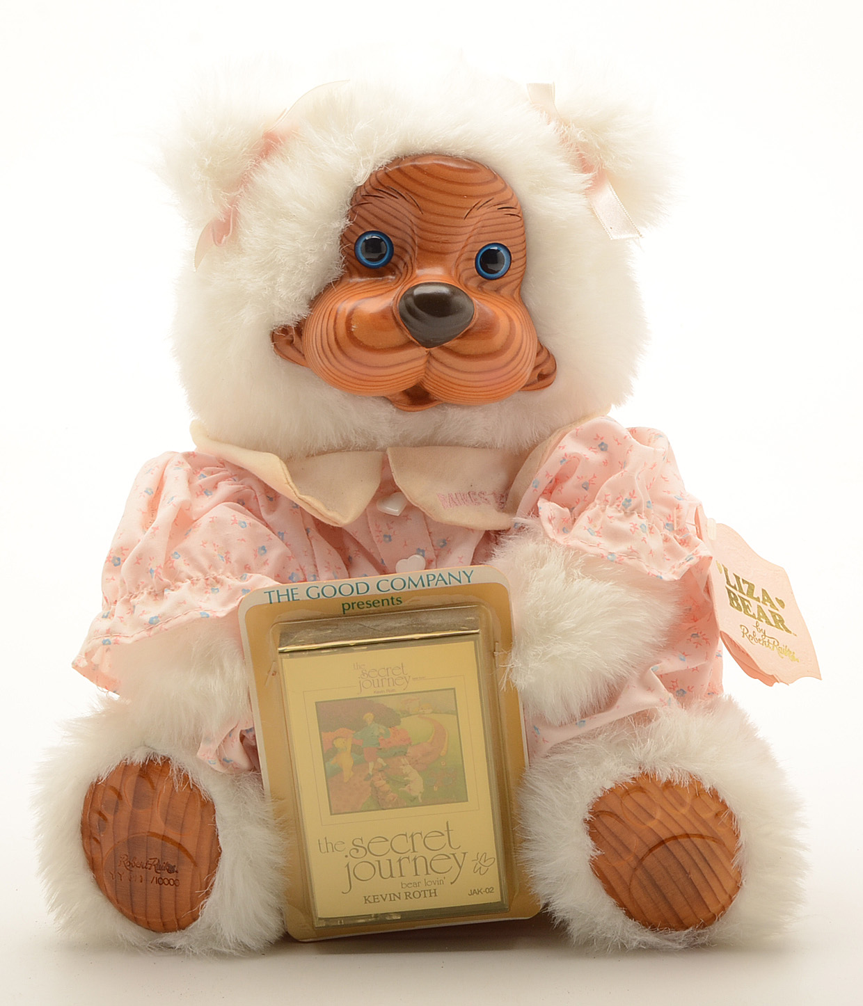 Collection of Three Robert Raikes White Plush Wooden Faced Bears