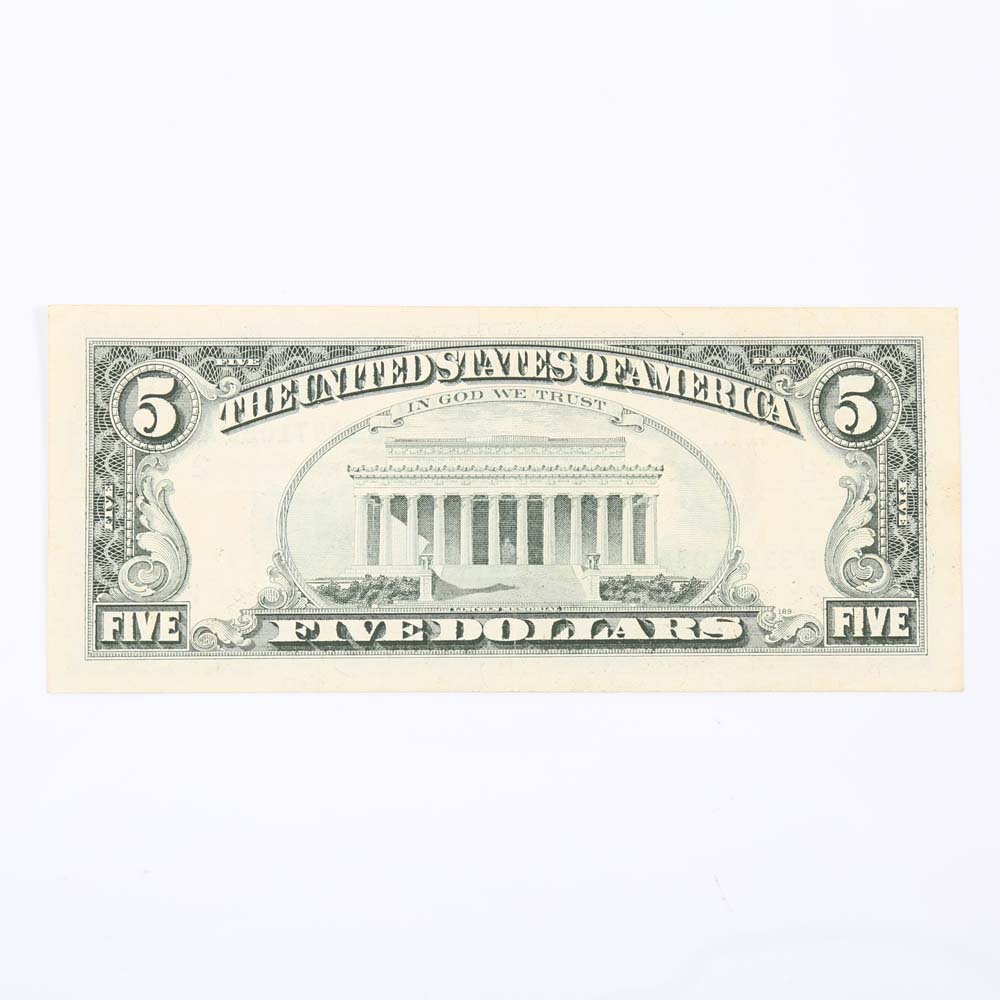 Offset Printing Error $5 Federal Reserve Note