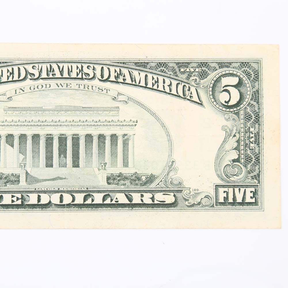 Offset Printing Error $5 Federal Reserve Note