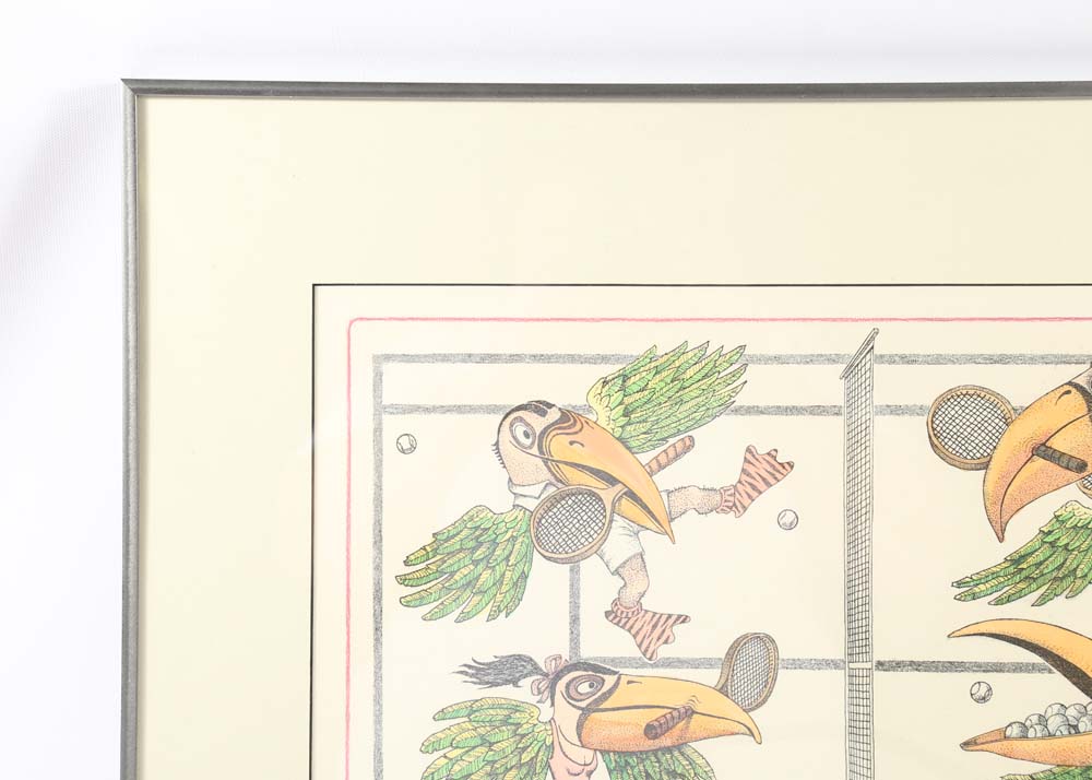 Curt Frankenstein Hand Colored Etching "Mixed-Up Doubles"