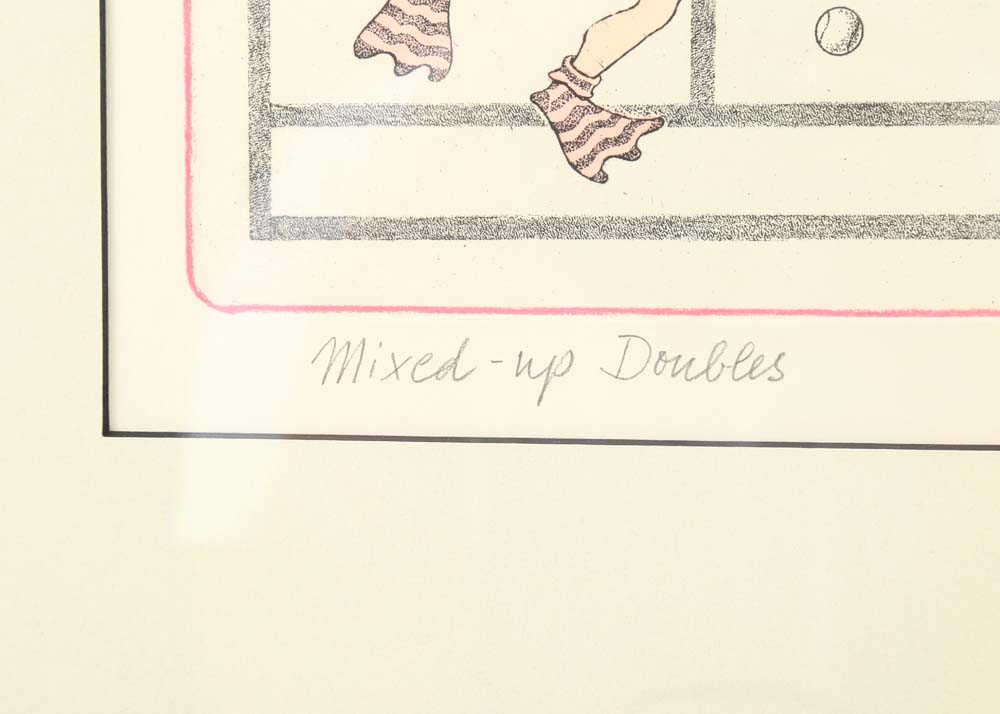 Curt Frankenstein Hand Colored Etching "Mixed-Up Doubles"