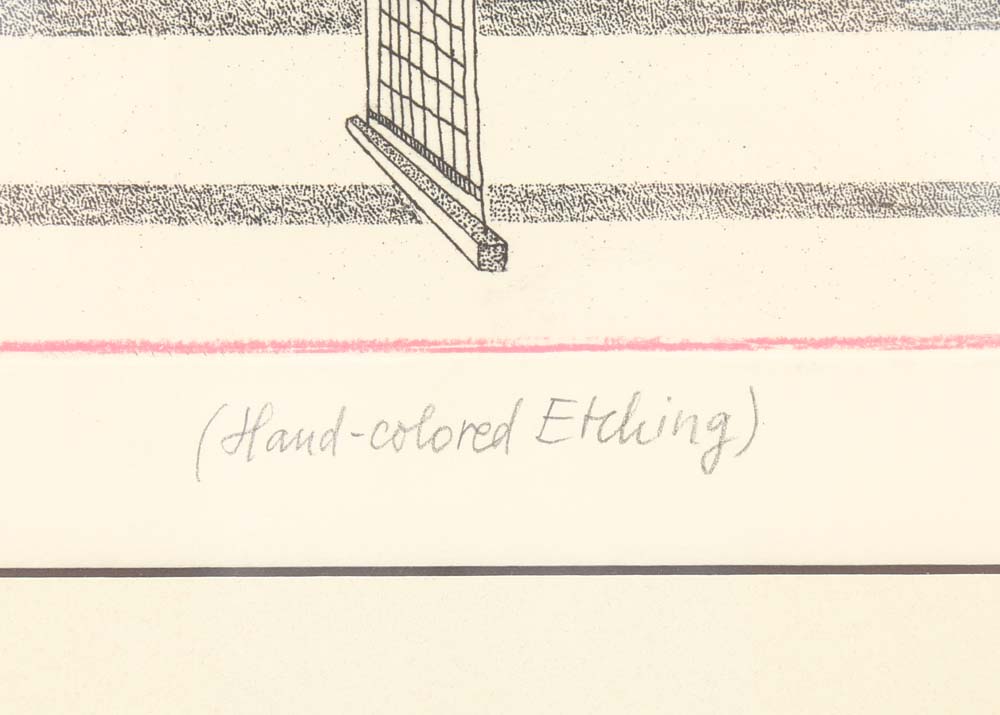 Curt Frankenstein Hand Colored Etching "Mixed-Up Doubles"