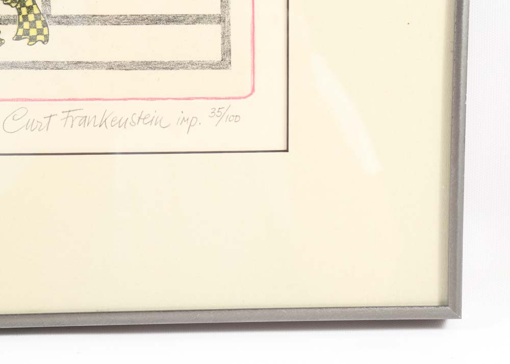 Curt Frankenstein Hand Colored Etching "Mixed-Up Doubles"