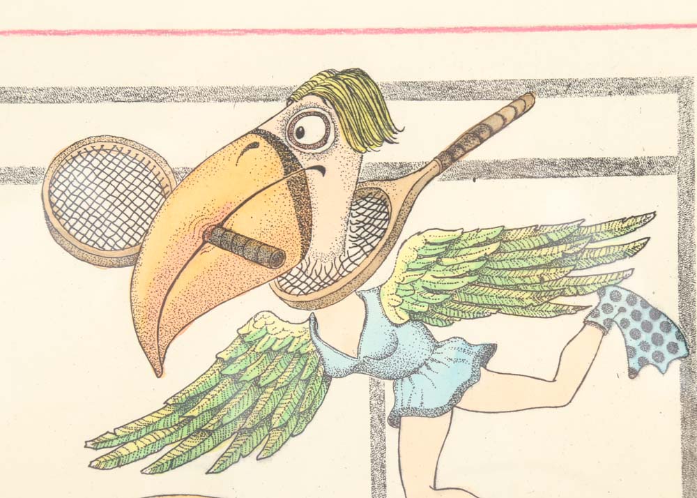 Curt Frankenstein Hand Colored Etching "Mixed-Up Doubles"