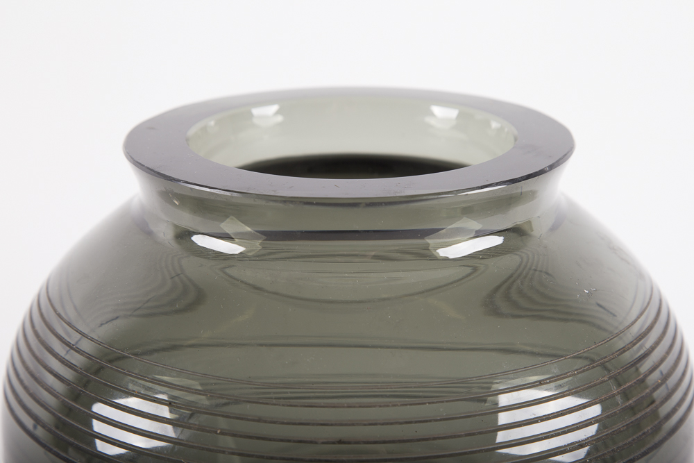 Pair of Black Tinted Glass Modern Vases